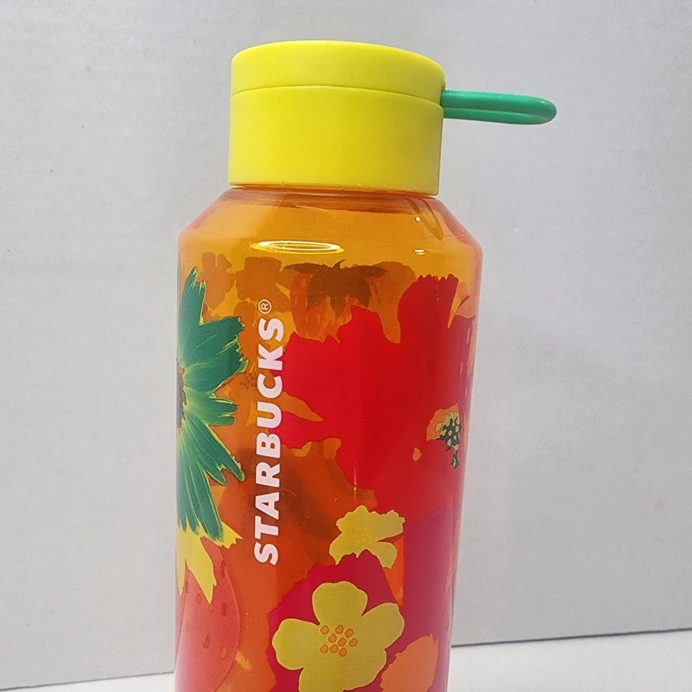 Starbucks Strawberry Fields Floral Flower Reusable Water Bottle 24 oz Tropical